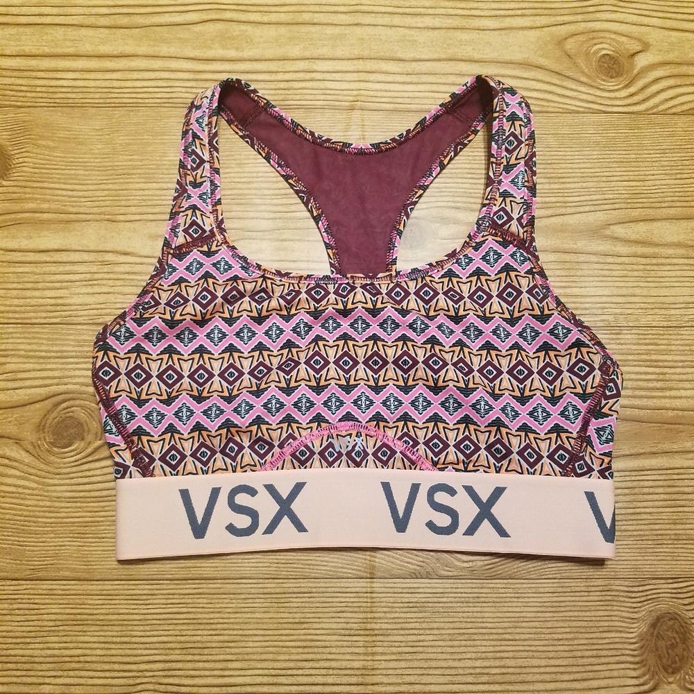 🌻VSX Burgundy & Peach Tribal Sports Bra